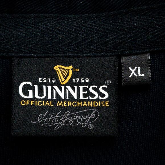 Guinness Polo Shirt Men’s XL Black Patch Logo Harp Pubwear Graphic Beer Shirt - Picture 3 of 12